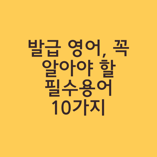 발급 영어, 꼭 알아야 할 필수용어 10가지