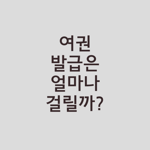 여권 발급은 얼마나 걸릴까?