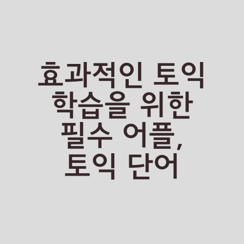 효과적인 토익 학습을 위한 필수 어플, 토익 단어