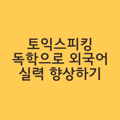 토익스피킹 독학으로 외국어 실력 향상하기