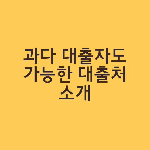 과다 대출자도 가능한 대출처 소개