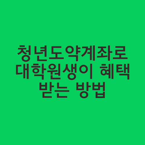 청년도약계좌로 대학원생이 혜택 받는 방법