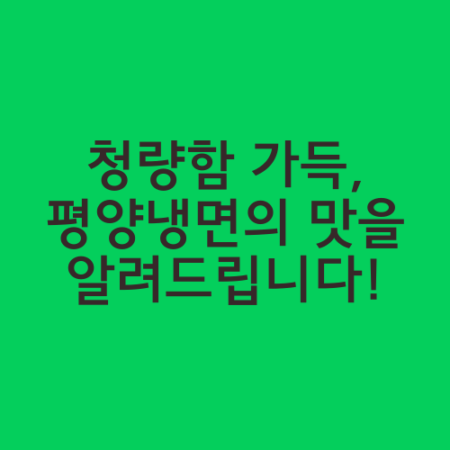 청량함 가득, 평양냉면의 맛을 알려드립니다!